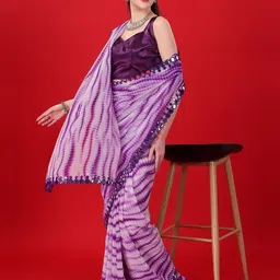 Moda Rapido Tie and Dye Mirror Work Pure Georgette Leheriya Saree-picture-18