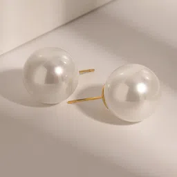 Aiza Stainless Steel Gold-Plated Pearls Beaded Spherical Shaped Studs-57