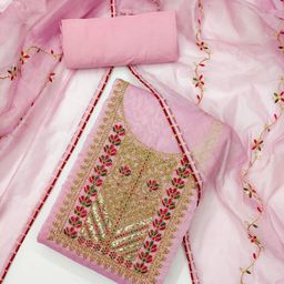 ICCHIT FAL Embroidered Art Silk Unstitched Dress Material-image-79