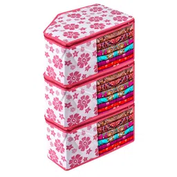 Kuber Industries Pink Set of 3 Regular Multi-Utility Organisers-18