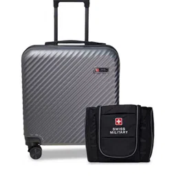 SWISS MILITARY Hard Sided Cabin Trolley Suitcase With Toiletry Bag-image-72