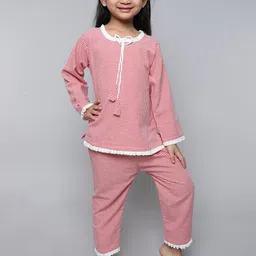 Little Clothings Girls Cotton Checks Night suits-picture-35