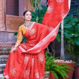 Anouk Floral Printed Zari Designer Saree-13