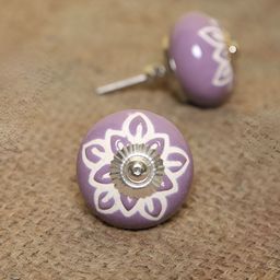 MODEFE6Pcs Purple & White Textured Ceramic Knobs-11