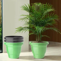 Kuber Industries Set Of 4 Black & Green Planter With Pot image 1