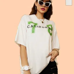 Dreambe Women Typography 2 Printed Hooded Applique T-shirt-picture-44