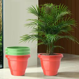 Kuber Industries Red & Green Set Of 4 Plastic 2-Layer Planters image 1