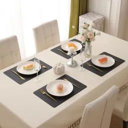 HOKIPO Black 4 Pieces Textured Waterproof Rectangle Table Placemats-10