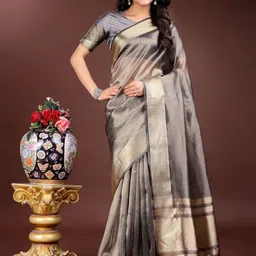 KALINI Women Solid Embellished Sequinned Celebrity Organza Saree-image-94