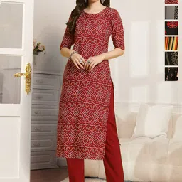 7Threads Selection Of 6 Bandhani Printed Round Neck Straight Kurta-image-78