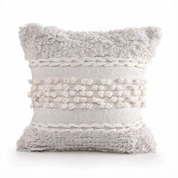 SASHAA WORLD White Abstract Tufted Cotton Square Cushion Covers-picture-41