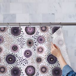 ArtzFolio White & Purple Printed Waterproof Shower Curtain-image-98