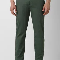 peter england Men Slim Fit Green Cotton Blend Trousers-picture-49
