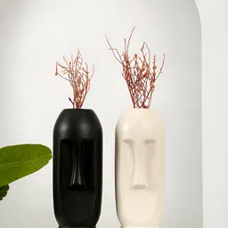 Myntra Elegant Homes 2-Pcs Black & White Ceramic StonewareMatteVase-image-8