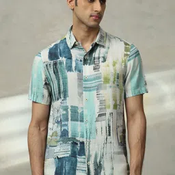Mufti Men Spread Collar Abstract Printed Casual Shirt-image-66