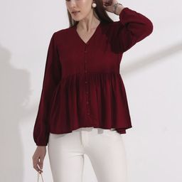 FITHUB Puff Sleeves Peplum Top-image-64
