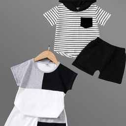 Lofn Unisex Kids Colourblocked T-shirt with Shorts-image-85
