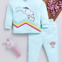 YK X Tinyo Infant Boys Snoopy Printed Pure Cotton T-shirt with Joggers-image-44
