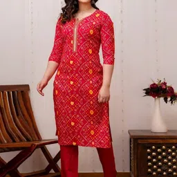 Tulip Eden Women Bandhani Printed Kurta with Trousers-picture-38