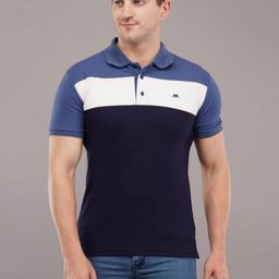 MEGHZ Men Striped Polo Collar Slim Fit T-shirt-image-77