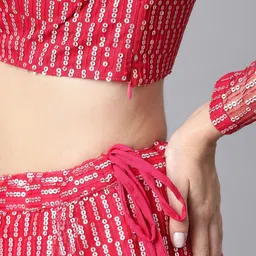 FABPIXEL Embroidered Sequinned Semi-Stitched Lehenga & Unstitched Blouse With Dupatta image 2