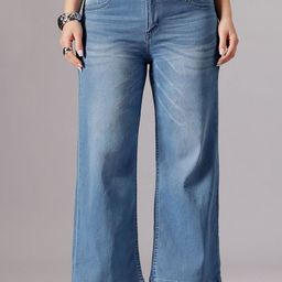 Miss Chase A+ Women Wide Leg High-Rise Light Fade Stretchable Jeans-picture-11