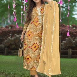 Moda Rapido Women Printed Regular Kurta & Trouser With Dupatta-picture-4