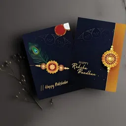 DeoDap Rakhi Pooja Thali Roli Chawal Coin & Greeting Card Rakhi Gift Set-image-45