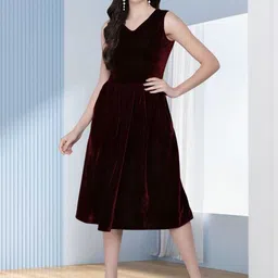 QENY Women Maroon Polyester Bodycon Dresses-picture-25