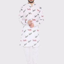 Maharaja Ganpati Bappa Morya Printed Mandarin Collar Straight Kurta-40
