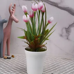 TAYHAA White 1 Pieces Orchid Artificial Plant With Pot-45