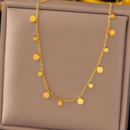 SZN Gold-Plated Stainless Steel Disc Charm Chain-10