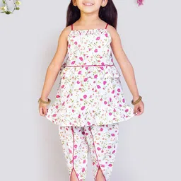 Tangerine Closet Girls Floral Printed Regular Pure Cotton Kurta with Salwar-picture-38