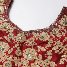 FABPIXEL Embroidered Sequinned Semi-Stitched Lehenga & Unstitched Blouse With Dupatta image 2