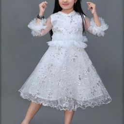 Zenat White Polyester Dresses-39