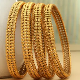 PANASH Set Of 4 24 CT Gold-Plated Antique Bangles-10