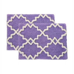 Aura 2-Pcs Purple & White Self-Designed 1800 GSM Cotton Anti Skid Bath Rugs-16