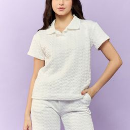 Outzidr Textured Polo Collar T-Shirt & Shorts-image-60