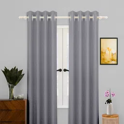 Kuber Industries Grey 2 Pieces Cotton Long Door Curtains-13