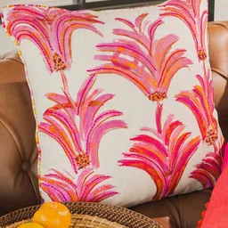 ONSETHOMES Flair Of Nature Pink & White Floral Embroidered Cotton Square Cushion Covers-image-23
