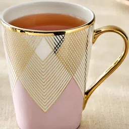 Home Centre Teresa Zeno Purple and Goldtoned Chevron Zing Bone China Printed Mug 330ml-26