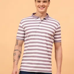 Mast & Harbour Striped Polo Collar Slim Fit T-shirt-picture-1