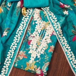 SAINOOR Embroidered Organza Semi-Stitched Dress Material-image-31