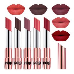 VOLO Set Of 5 Creme Matte Lipstick-3.5 g Each-Peach, Chocolate, Plum, Dark Peach, Red-image-47