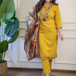 KALINI Women Floral Embroidered Thread Work Kurta with Trousers & Dupatta-22