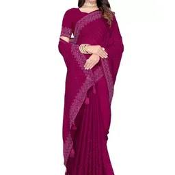 Moda RapidoBeads and Stones Embellished Saree with Blouse Piece-image-20