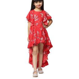 Shahina Fashion Baby Girls Floral Printed High Low Dress-image-57