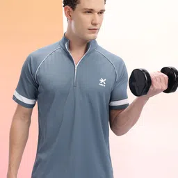 HRX by Hrithik Roshan Mock Collar Raglan Sleeves Rapid-Dry Training T-shirt-picture-33