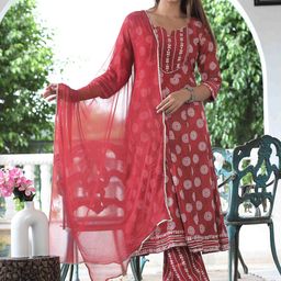 SINGNI Women Ethnic Motifs Regular Kurta with Trousers & With Dupatta-image-62
