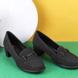 Mochi Women Block Heel Round Toe Loafers-53